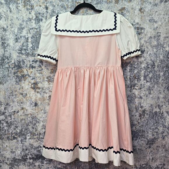 Unique Vintage Dress Womens Medium Pink White Sailor Bow Nautical Lolita Cosplay - Picture 7 of 12